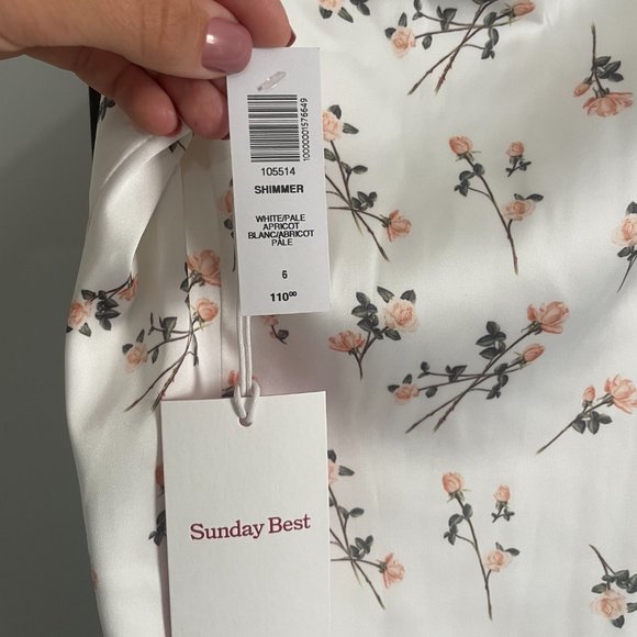 Aritzia Sunday Best Shimmer Dress (White/Apricot) - Picture 3 of 3